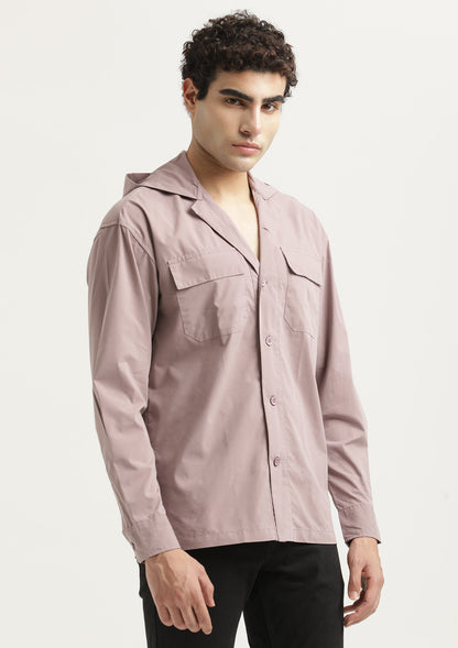 Double Pocket Drop Shoulder Shirt Pink