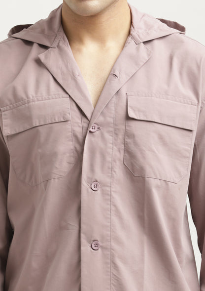 Double Pocket Drop Shoulder Shirt Pink