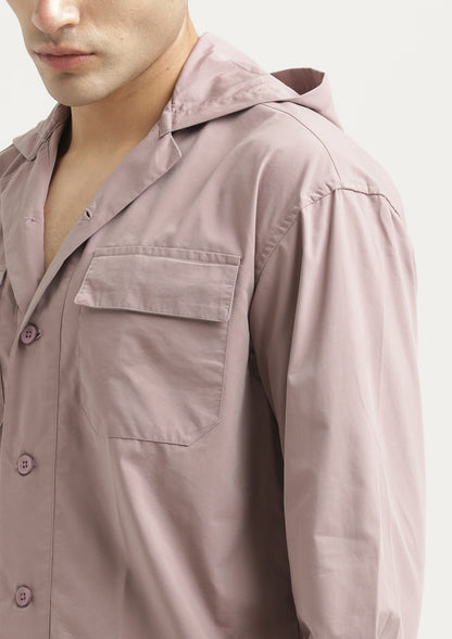 Double Pocket Drop Shoulder Shirt Pink