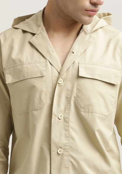 Double Pocket Drop Shoulder Shirt Cream
