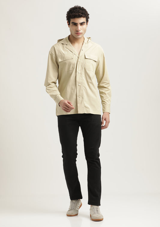 Double Pocket Drop Shoulder Shirt Cream