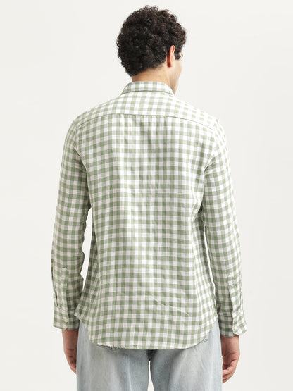 Checked Cotton-Linen Shirt Green