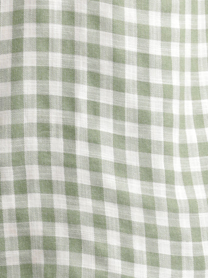 Checked Cotton-Linen Shirt Green