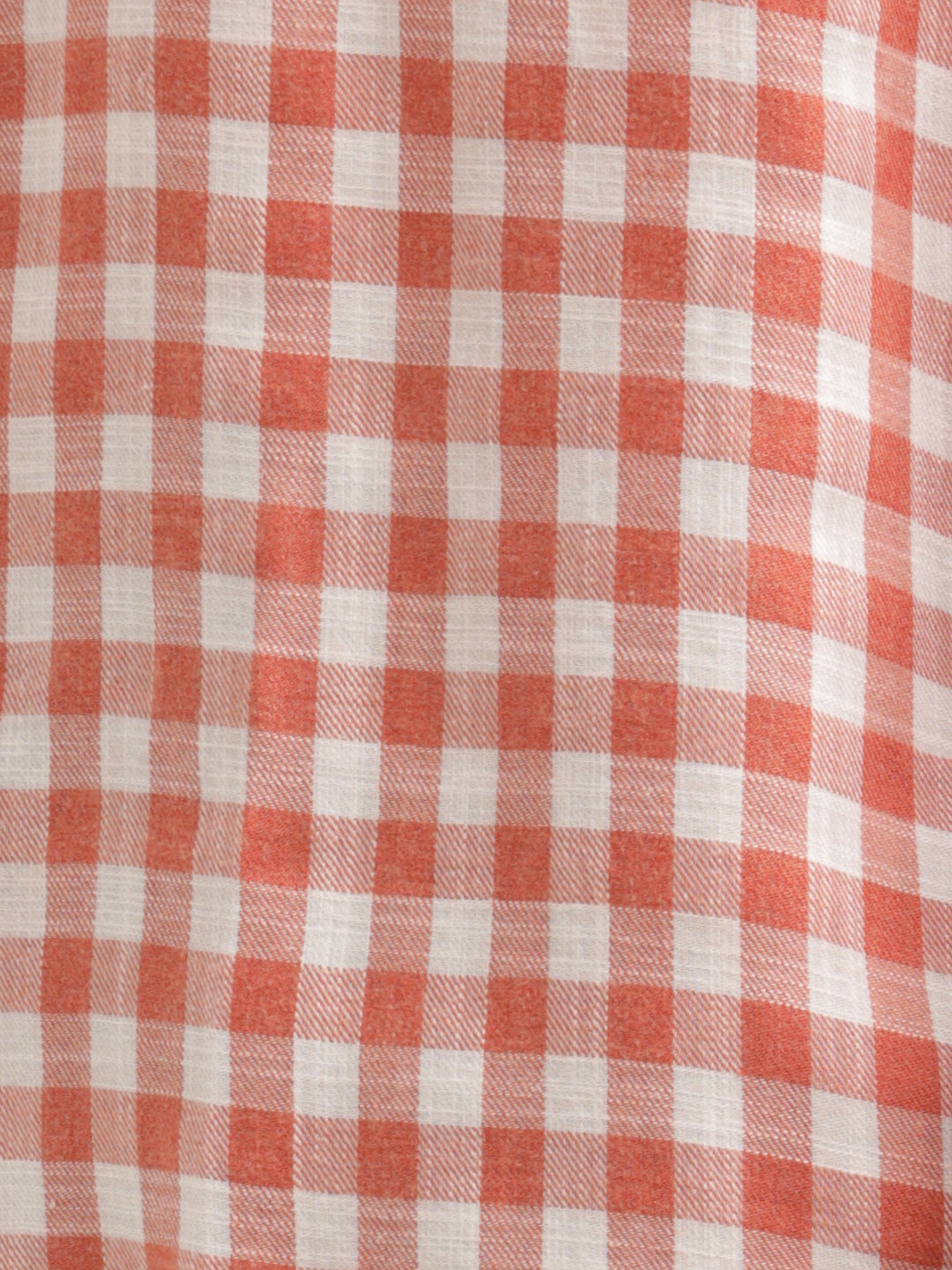 Checked Cotton-Linen Shirt Orange