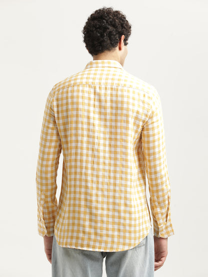 Checked Cotton-Linen Shirt Yellow