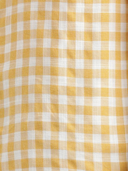 Checked Cotton-Linen Shirt Yellow