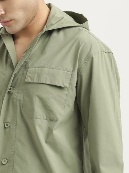 Double Pocket Drop Shoulder Shirt Green