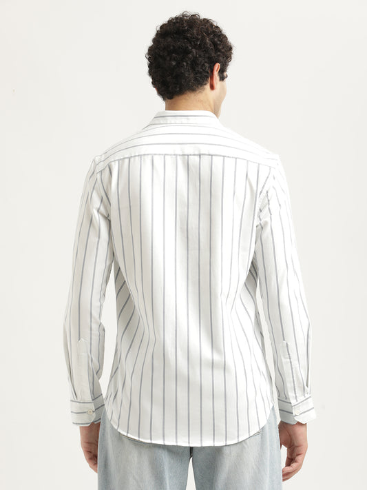 Striped Oxford Lycra Shirt White