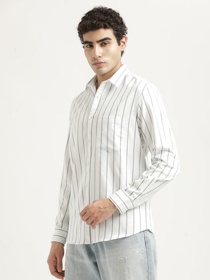 Striped Oxford Lycra Shirt White