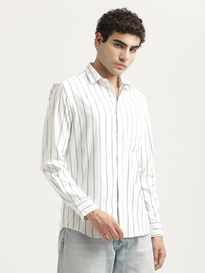 Striped Oxford Lycra Shirt White