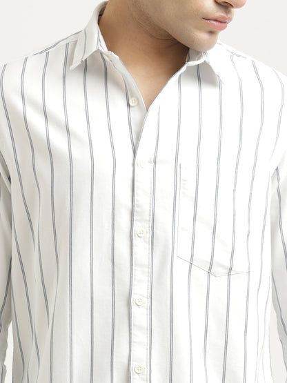 Striped Oxford Lycra Shirt White