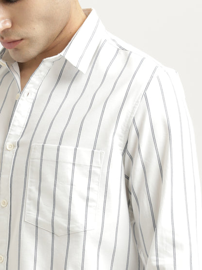 Striped Oxford Lycra Shirt White