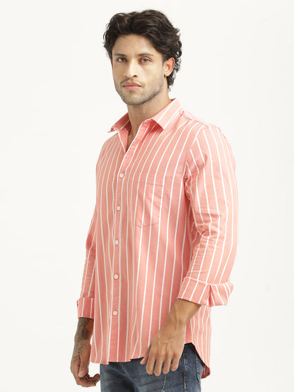 Striped Oxford Lycra Shirt Orange