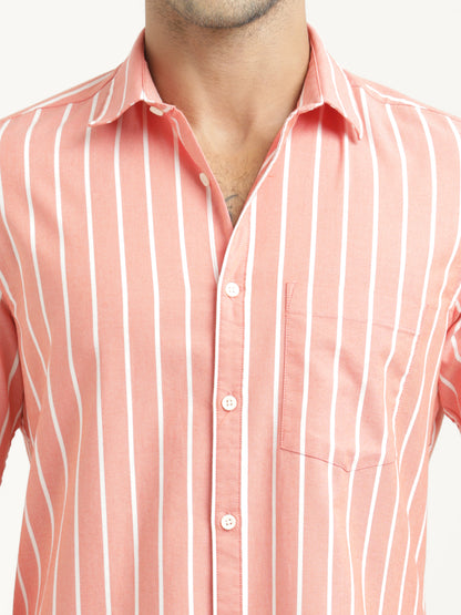 Striped Oxford Lycra Shirt Orange