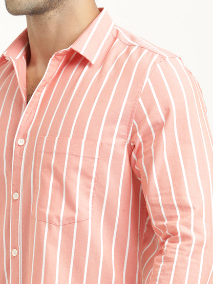 Striped Oxford Lycra Shirt Orange
