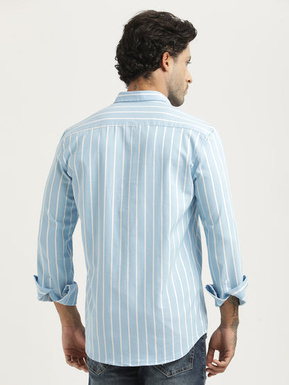 Striped Oxford Lycra Shirt Blue