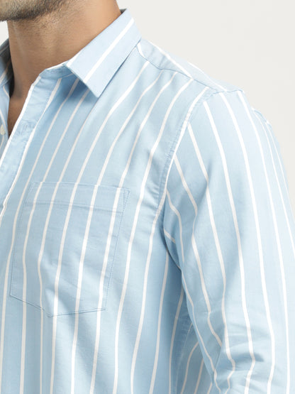 Striped Oxford Lycra Shirt Blue
