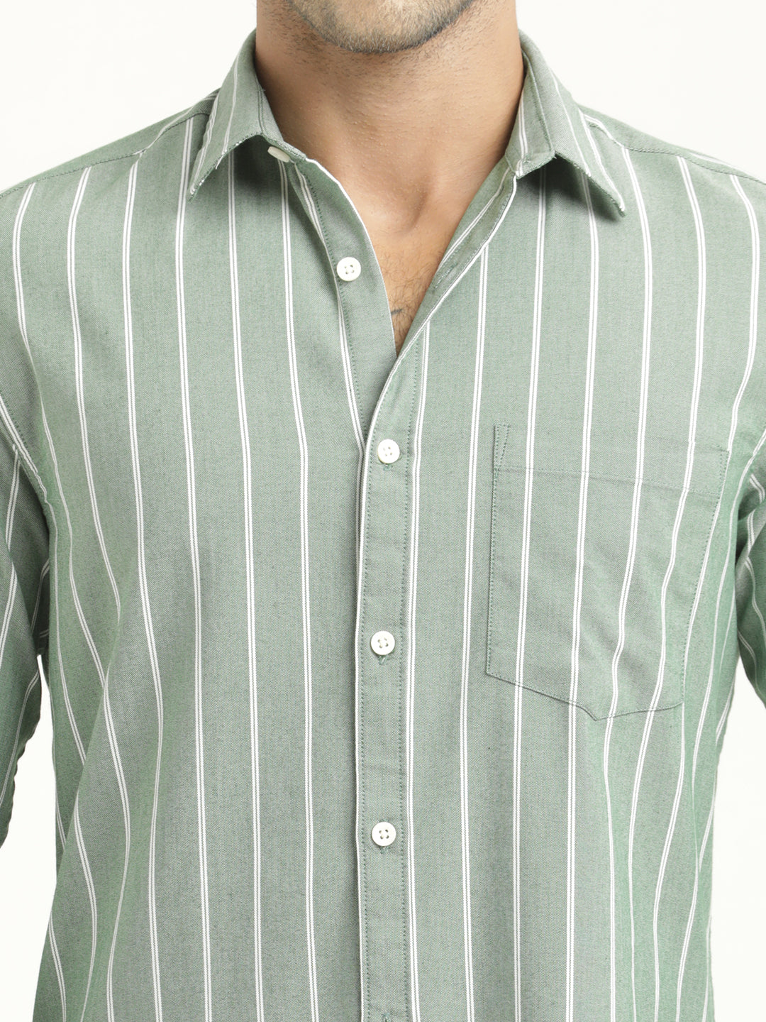 Striped Oxford Lycra Shirt Green