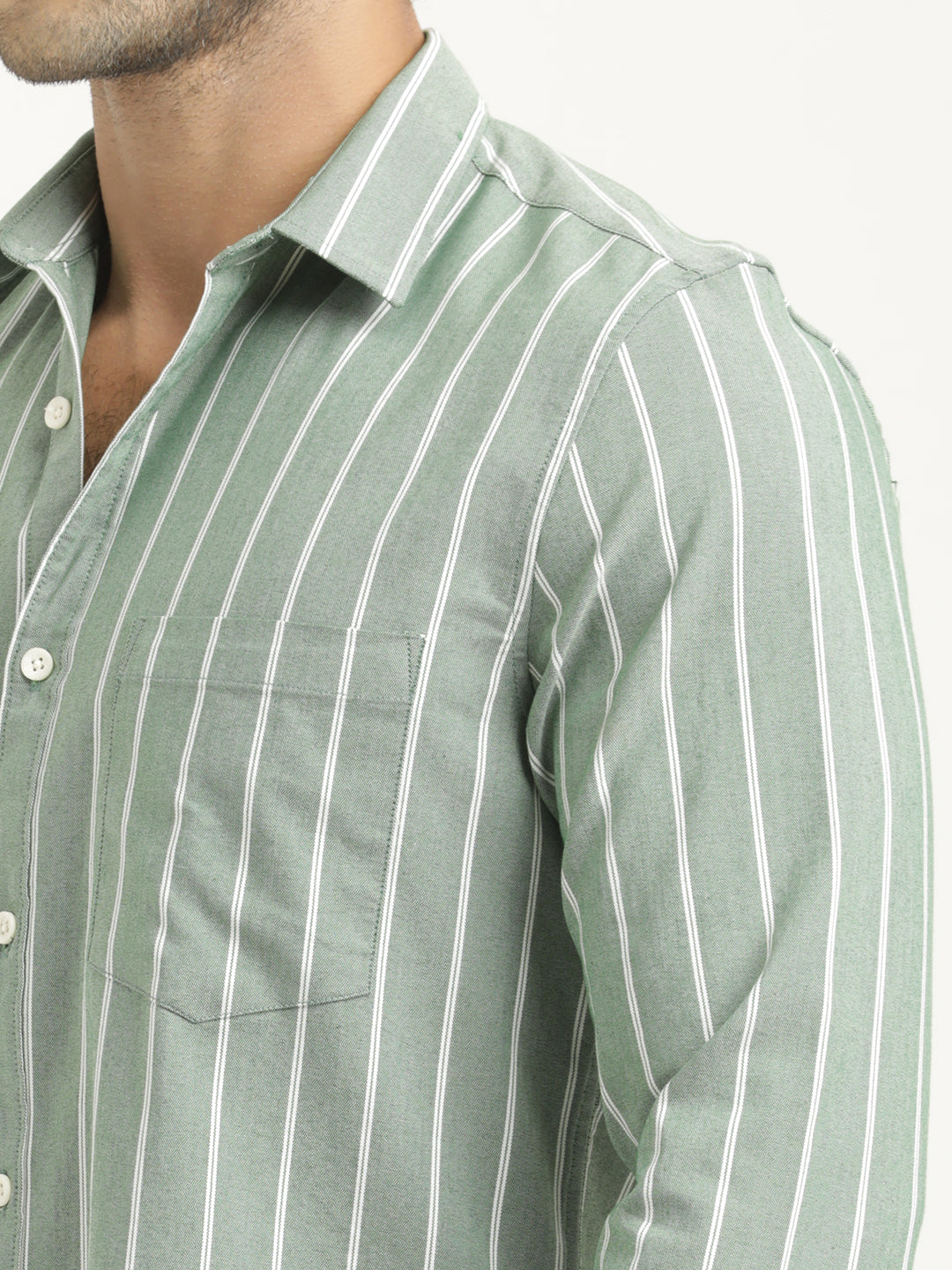 Striped Oxford Lycra Shirt Green