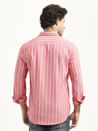 Striped Oxford Lycra Shirt Red