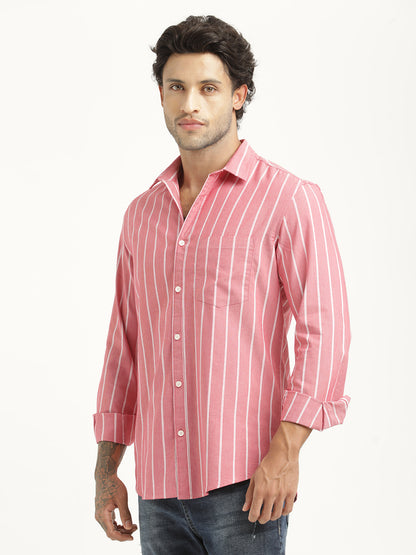 Striped Oxford Lycra Shirt Red