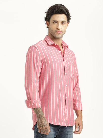 Striped Oxford Lycra Shirt Red