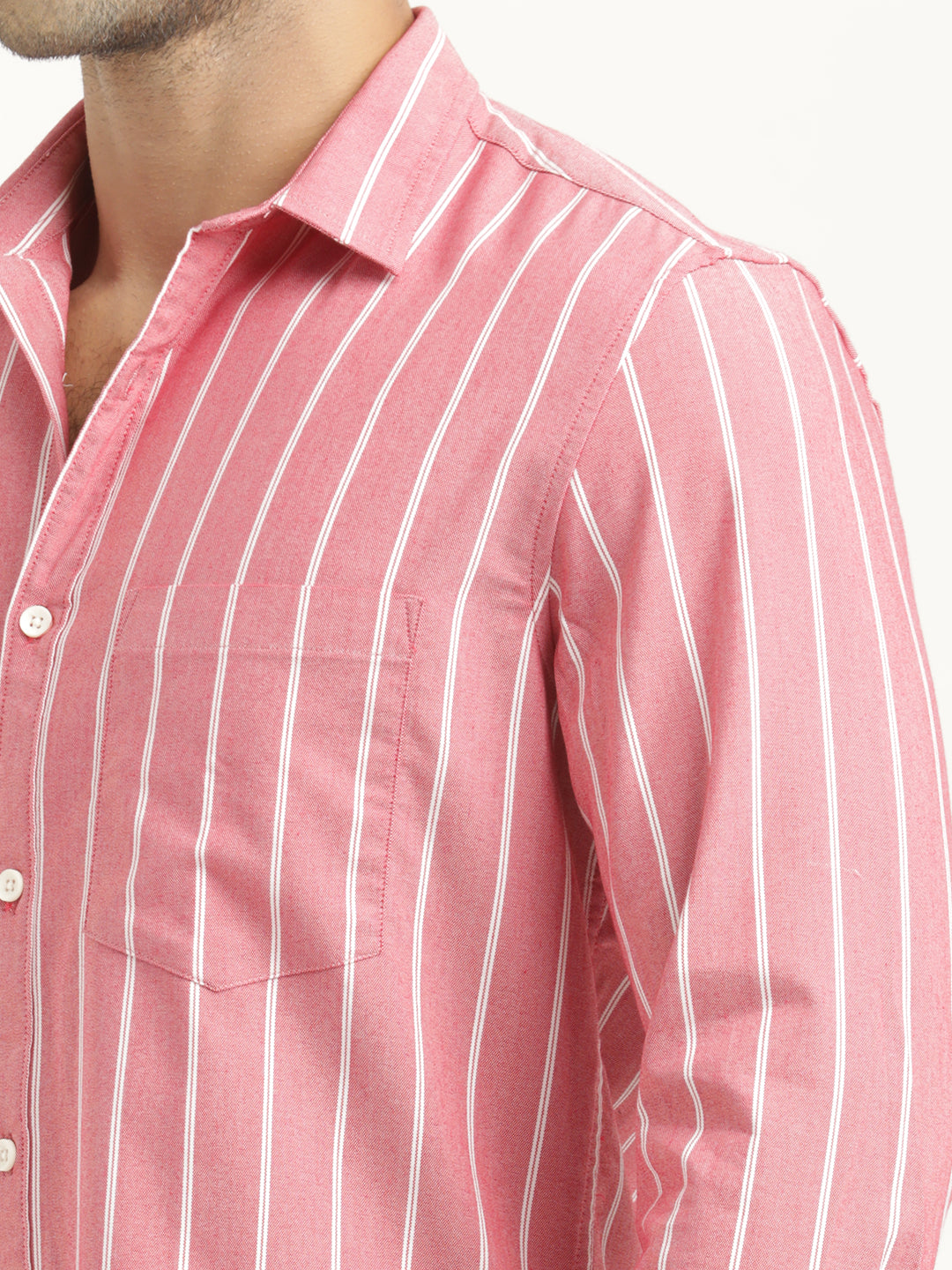Striped Oxford Lycra Shirt Red