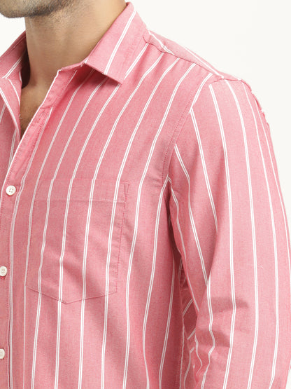 Striped Oxford Lycra Shirt Red