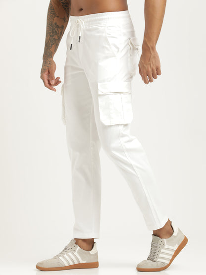 Cotton Cargo Trousers White