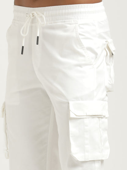 Cotton Cargo Trousers White