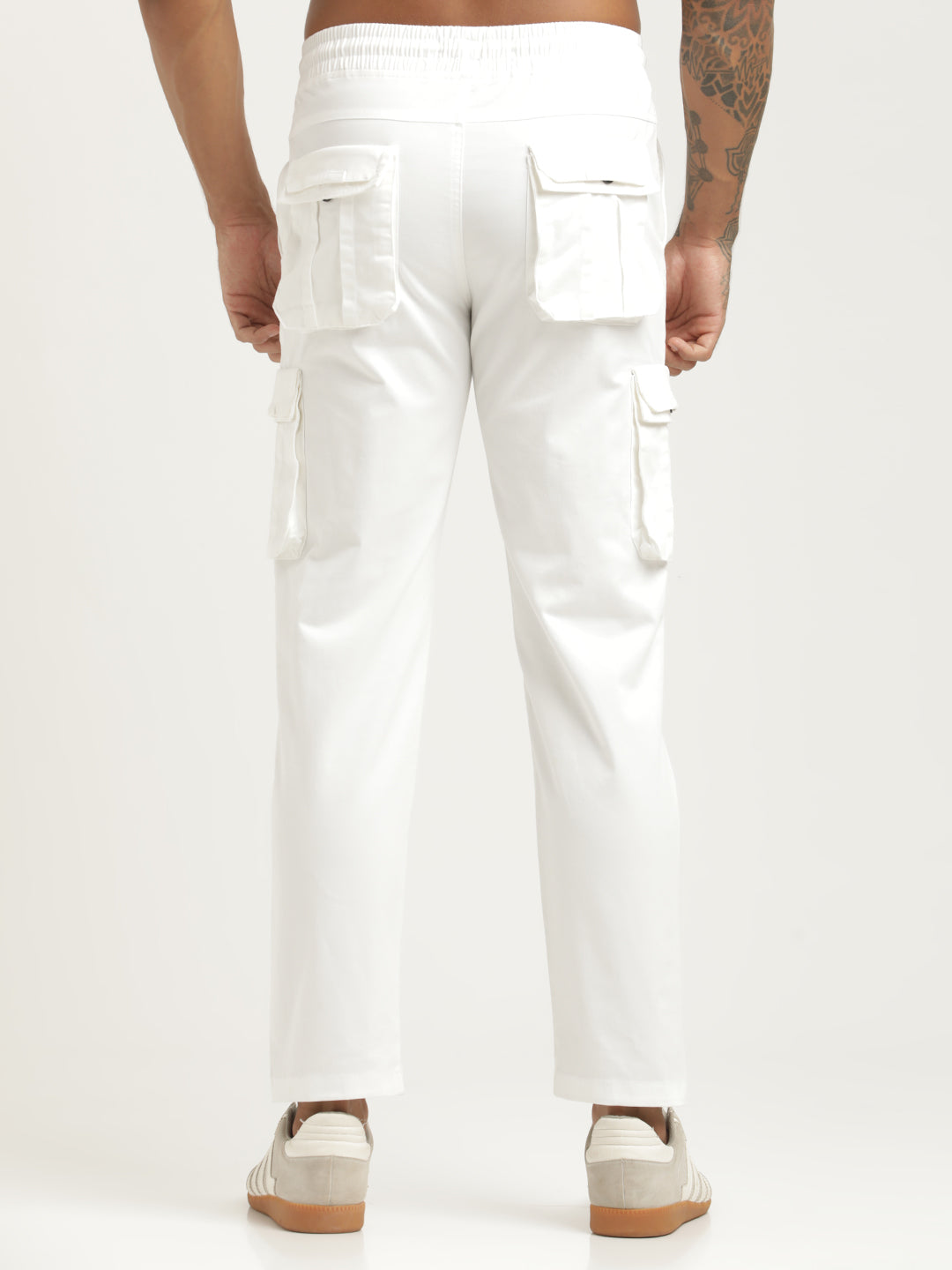 Cotton Cargo Trousers White