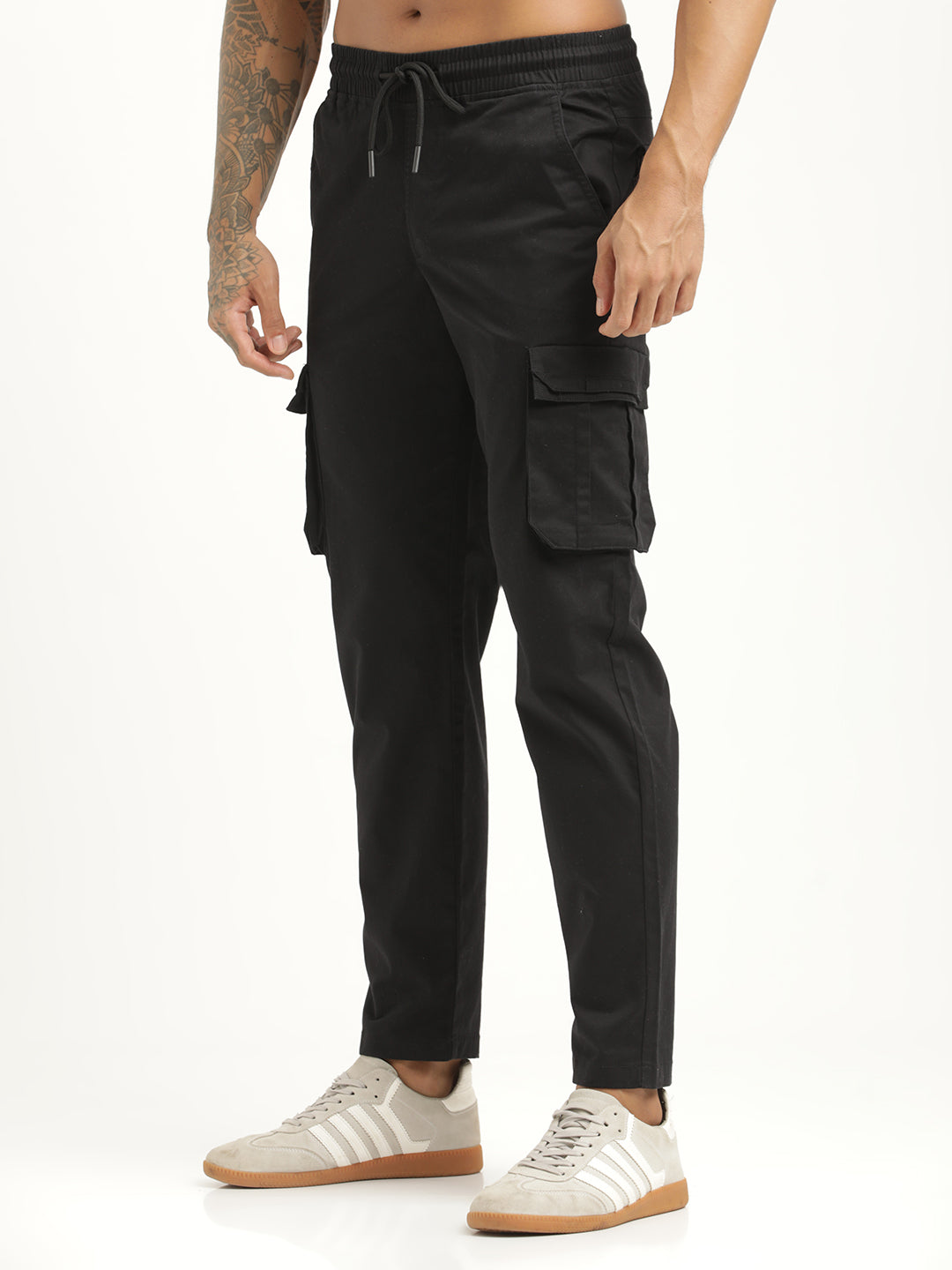 Cotton Cargo Trousers Black