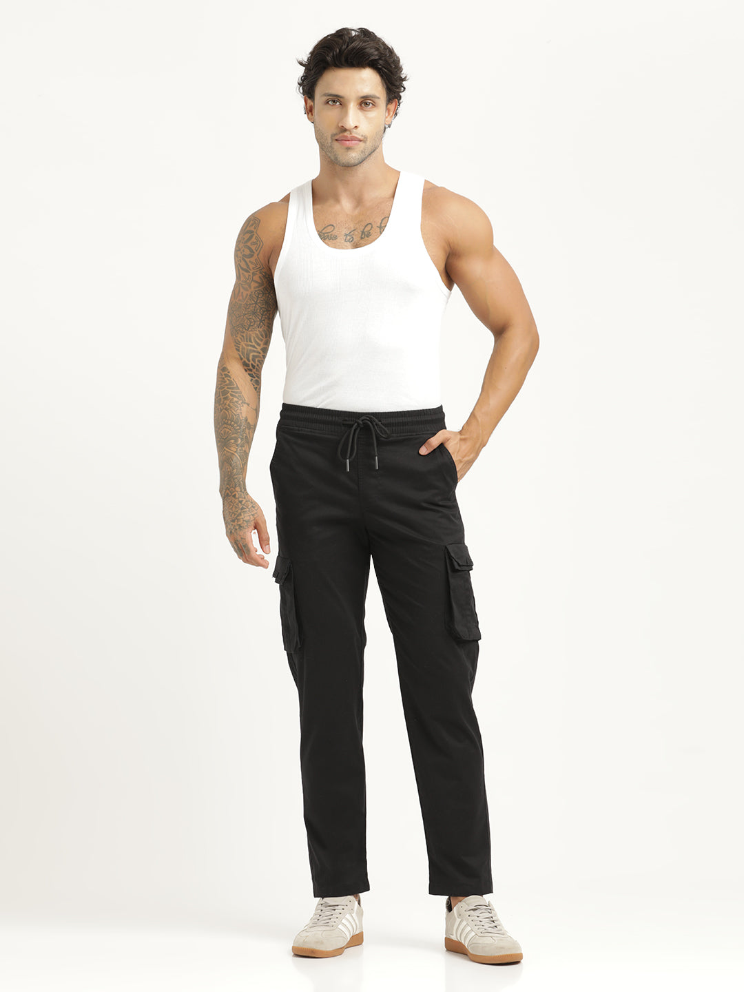 Cotton Cargo Trousers Black