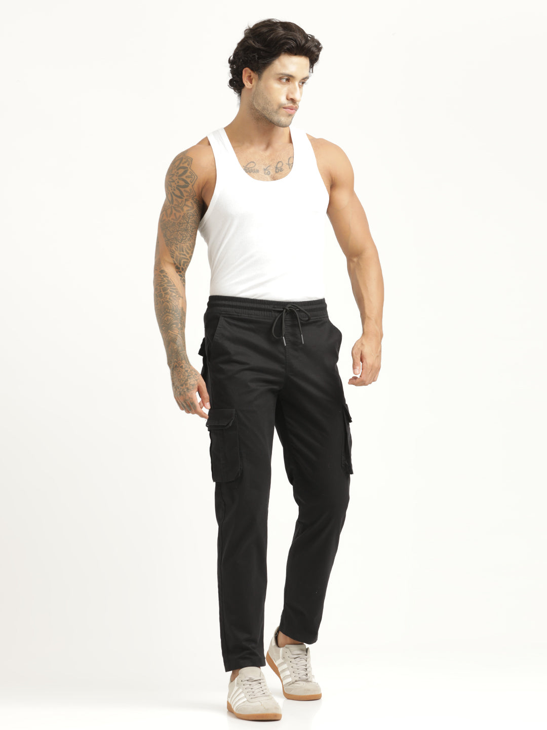 Cotton Cargo Trousers Black