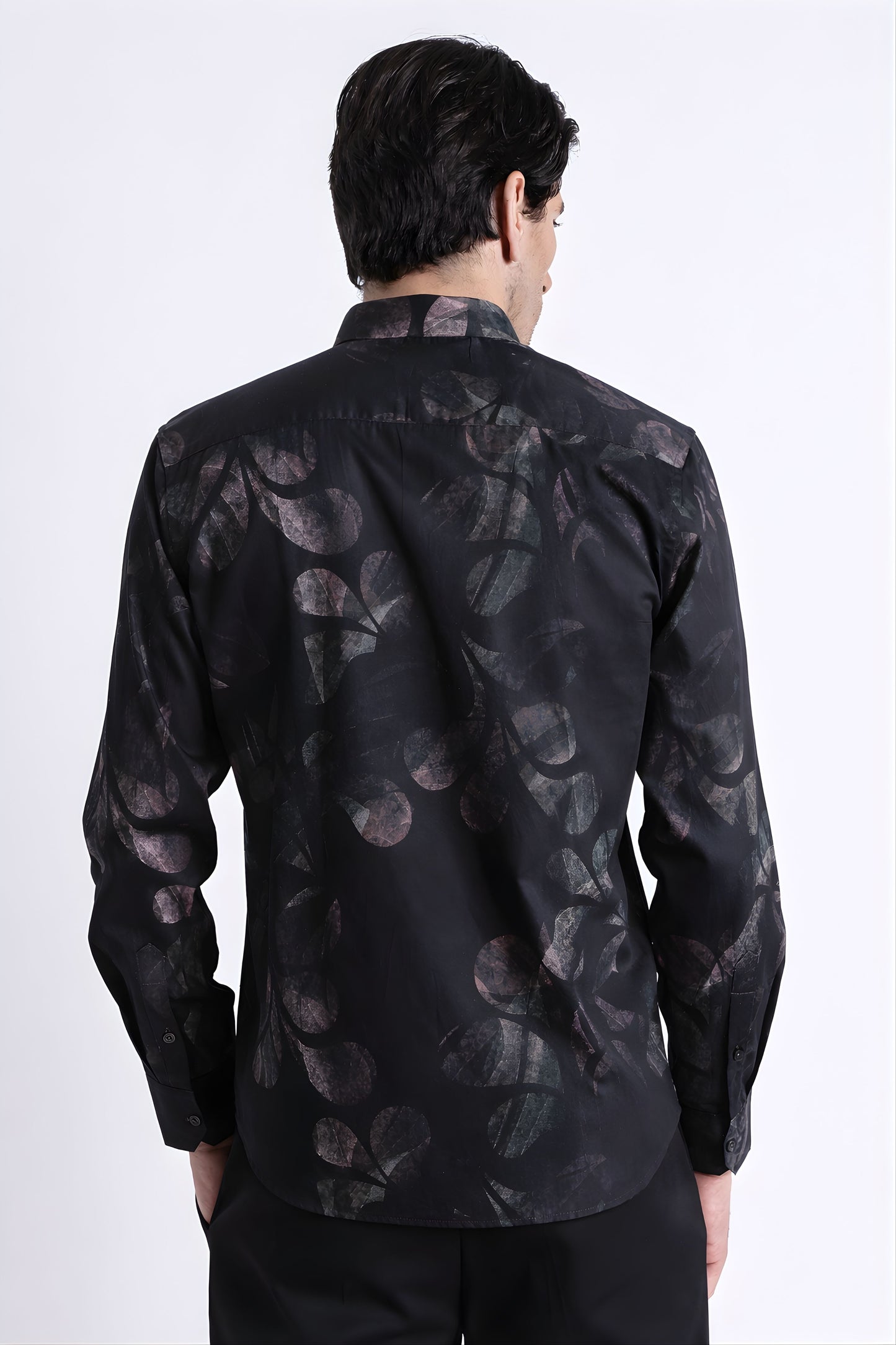 Floral Digital Print Shirt Grey Black