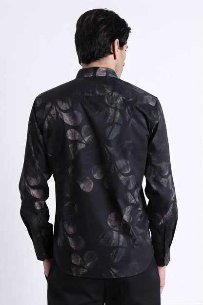 Floral Digital Print Shirt Grey Black
