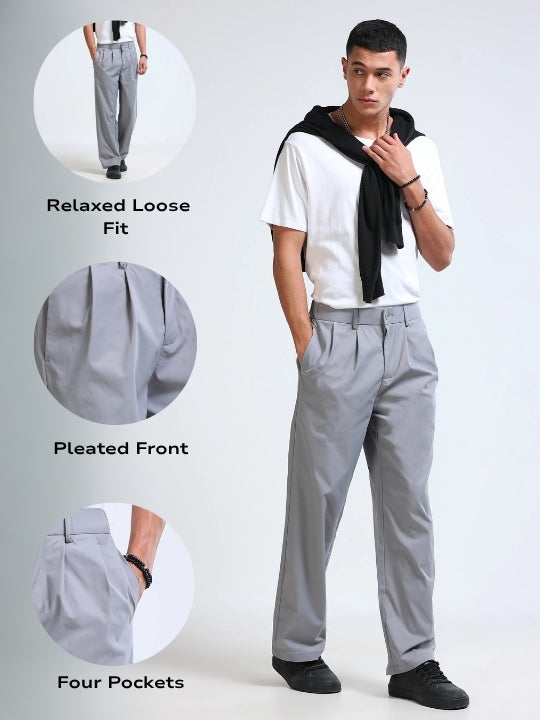 Men's Casual Loose Fit Pants Grey