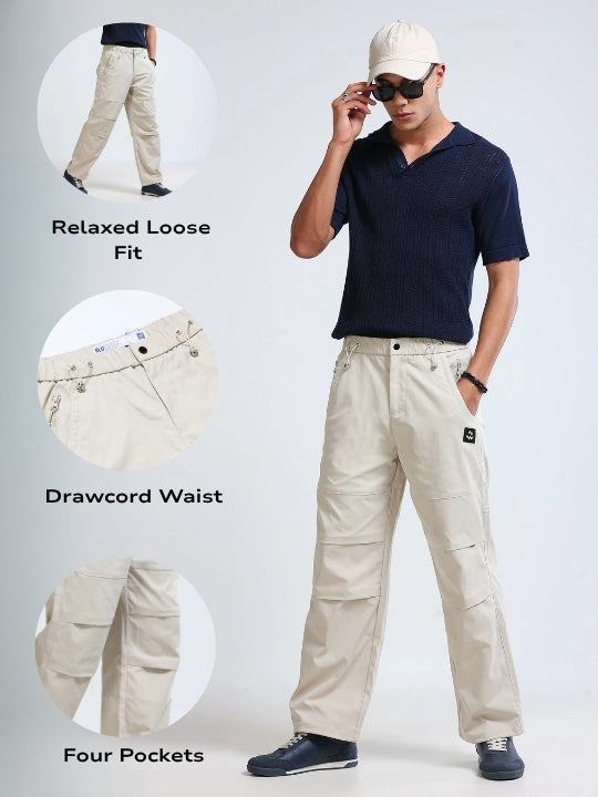 Men's Loose Cargo Pants Beige
