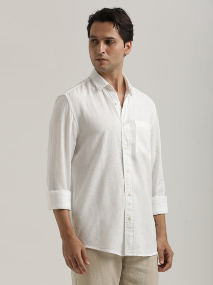 Linen-Cotton Blend Shirt White