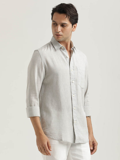 Linen-Cotton Blend Shirt Lt Grey