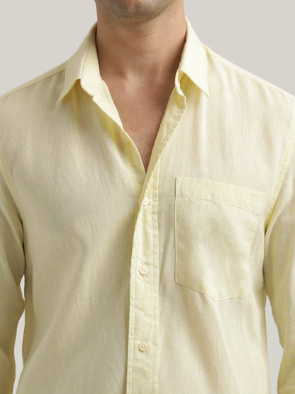 Linen-Cotton Blend Shirt Yellow