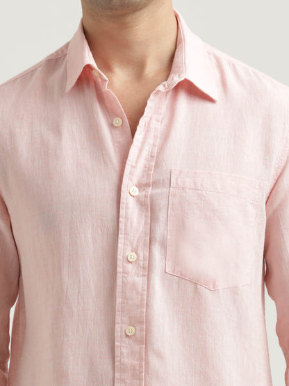 Linen-Cotton Blend Shirt Pink