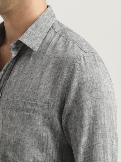 Linen-Cotton Blend Shirt Black