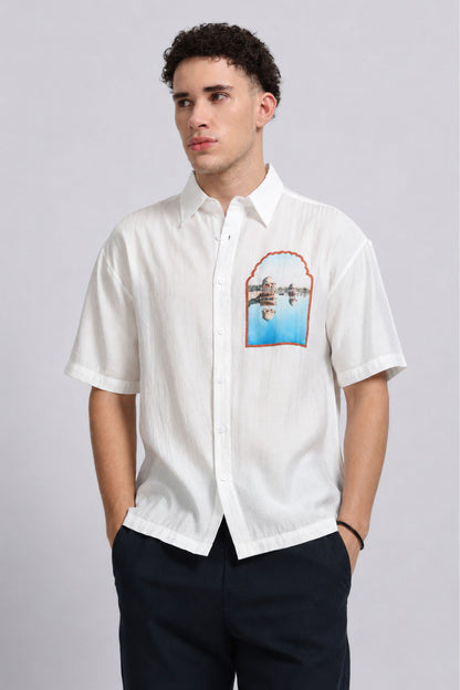 "Arched View" Oversized Print Shirt