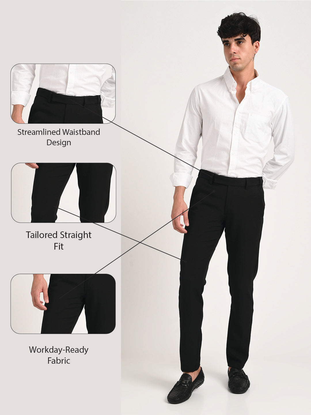 Textured Polyester Trousers Black