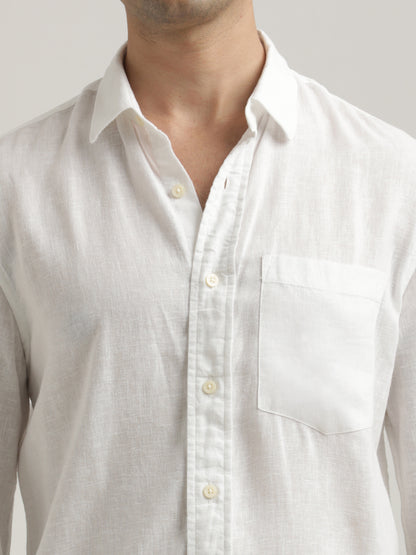 Linen-Cotton Blend Shirt White