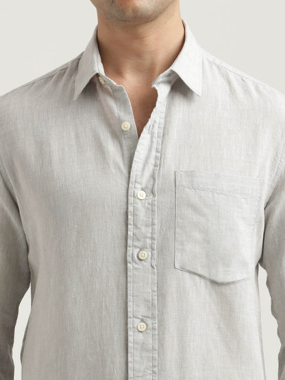 Linen-Cotton Blend Shirt Lt Grey