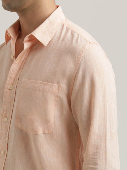 Linen-Cotton Blend Shirt Orange