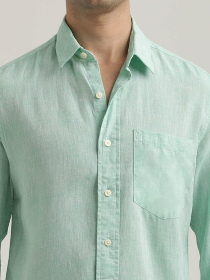 Linen-Cotton Blend Shirt Lt Green