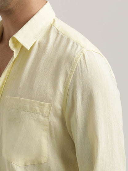 Linen-Cotton Blend Shirt Yellow